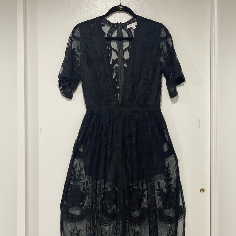 Honey Punch Maxi Lace Romper / Dress Size Large